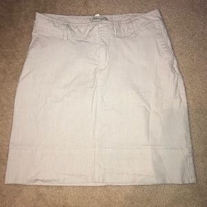 Light blue and brown pinstriped pencil skirt